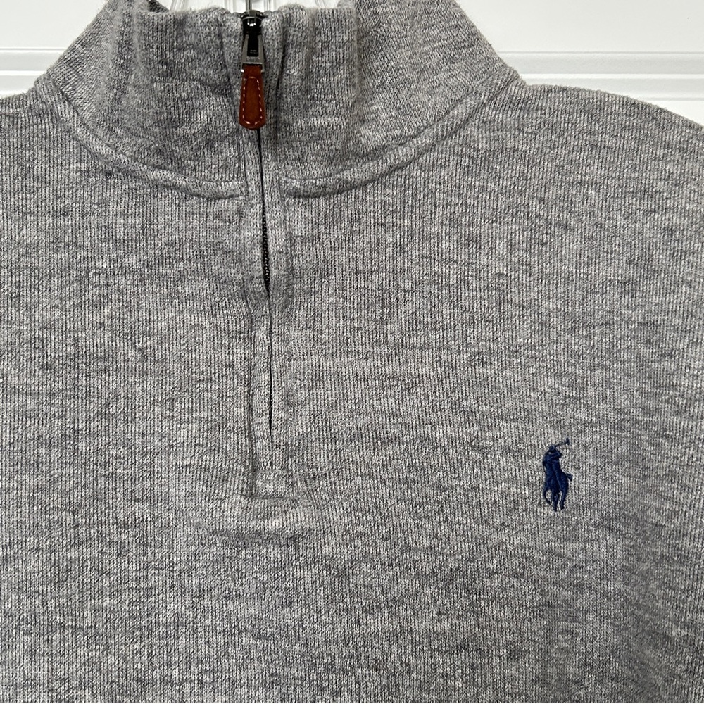 Polo Ralph Lauren Estate Rib Quarter-Zip Pullover Men’s Size M Heather Grey - Picture 4 of 5